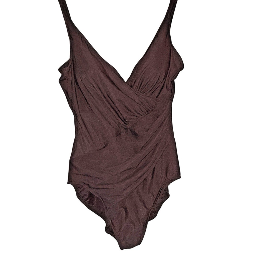 Miraclesuit Brown V-Neck One Piece Swimsuit